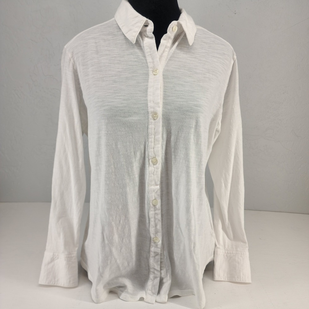 Theory Size Large | White Riduro Sea Cotton Button Down Shirt Minimalist